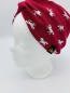 Mobile Preview: Stirnband aus Baumwolljersey in Bordaeux mit silbernen Einhörnern